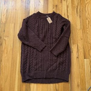 NATURAL LIFE Rich Brown Cable Knit Sweater -NWT!
